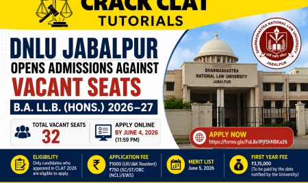 DNLU Jabalpur Opens Admissions Against Vacant Seats for B.A. LL.B. (Hons.) 2026–27